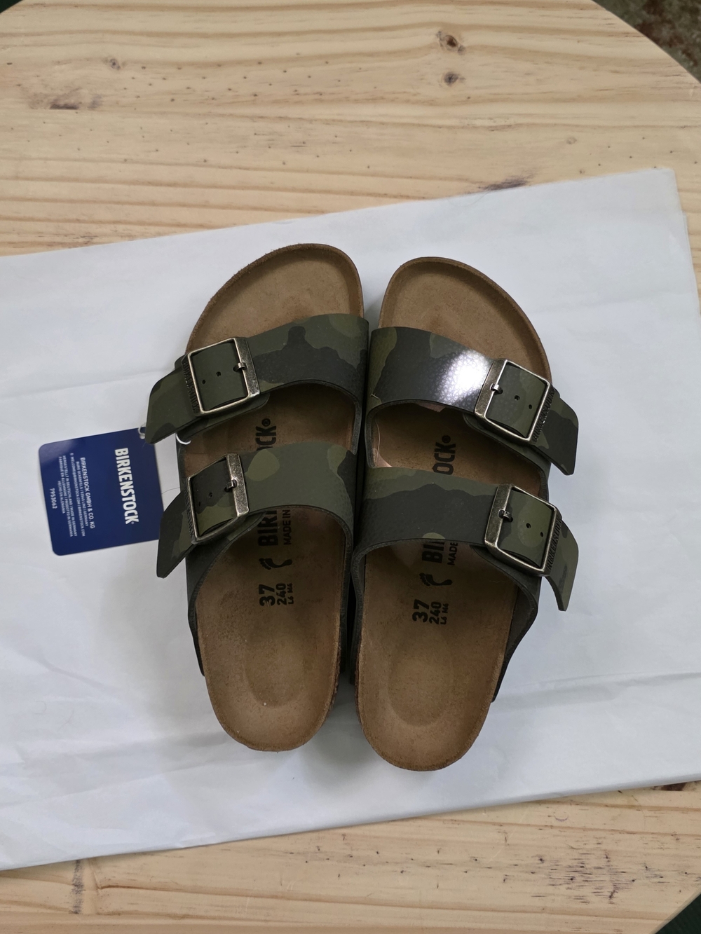 Birkenstock Womens Camo Arizona Sandals in Green, New WOB